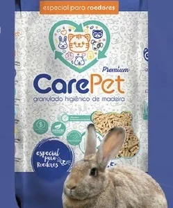 Granulado higiênico de madeira para coelhos e roedores